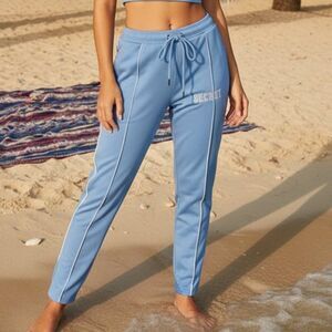 Secret Scientist Baby Blue Athletic Joggers Streetwear Zipper Pocket Pants Med